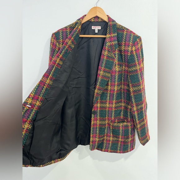 Vintage Talbots Plus Tweed Colorful plaid Blazer 20 - Picture 6 of 13